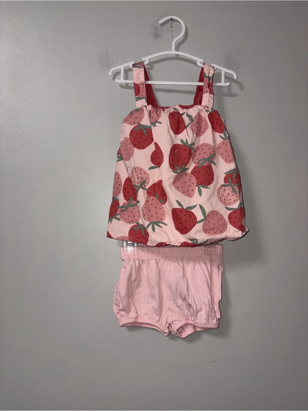 Just One You by Carters Pink Strawberry Print Tank & Shorts Set 18M